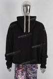 Heavyweight patchwork raw hem hoodie