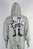 Green oversize digital print hoodie