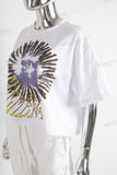 White digital print t shirt women