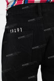 Black embroidered straight jeans