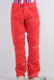 Red damaged boot cut jeans
