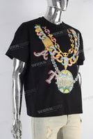 Black heavyweight digital print t shirt