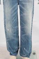 Blue damaged acid washed baggy jeans