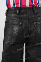 Black wax baggy boot cut jeans