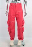 Red cargo straight jeans men