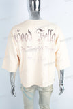 Yellow heavyweight digital print raw hem t shirt
