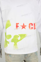 White oversize digital print t shirt