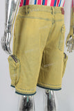 Yellow embroidered boot cut shorts