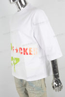 White oversize digital print t shirt