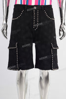 Black laser cargo shorts