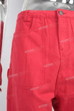 Red cargo straight jeans men