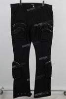 Black embroidered cargo jeans