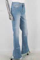 Blue flare patchwork jeans women