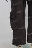 Black acid washed double cargo pants