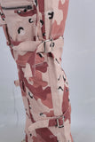 Camouflage cargo patchwork embroidered jeans