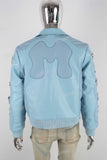 Blue leather patchwork jacket