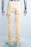 Yellow paint splatters cargo patchwork jeans