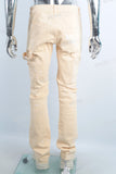 Yellow paint splatters cargo patchwork jeans