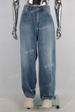 Blue oversize straight jeans