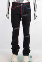 Contrast stitching stack boot cut jeans
