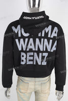 Black oversize digital print hoodie