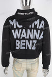 Black oversize digital print hoodie