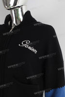Black embroidered screen print jacket