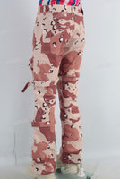 Camouflage cargo patchwork embroidered jeans