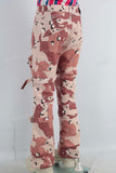 Camouflage cargo patchwork embroidered jeans