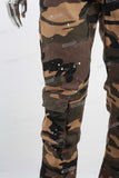 Camouflage cargo paint splatters jeans