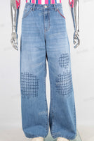 Blue embroidered baggy jeans