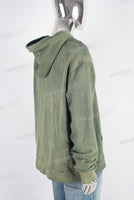 Green digital print acid washed hoodie