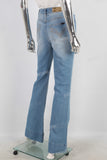 Blue flare patchwork jeans women