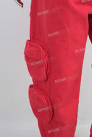 Red cargo straight jeans men