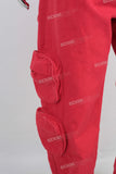 Red cargo straight jeans men