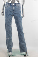Blue embroidered straight jeans women