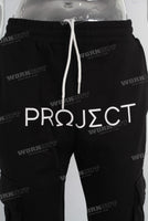 Black digital print cargo pants