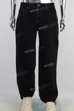 Black embroidered straight jeans