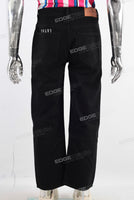Black embroidered straight jeans