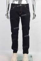 Dark blue fit digital print jeans