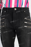 Black zip up boot cut jeans