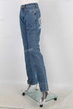 Blue digital print straight jeans women