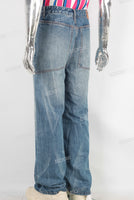 Blue damaged acid washed baggy jeans