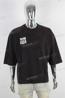 Oversize acid washed skull digital print t shirt
