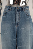 Blue oversize straight jeans