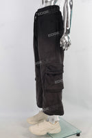 Black acid washed double cargo pants