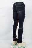 Dark Blue Brown Gothic Embroidered Skinny Jeans