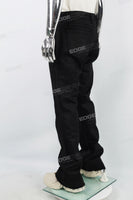 Black Waxed Leg Extensions Raw Edge Skinny Jeans