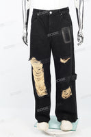 Black Tattered Baggy Cargo Pants