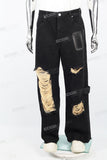 Black Tattered Baggy Cargo Pants
